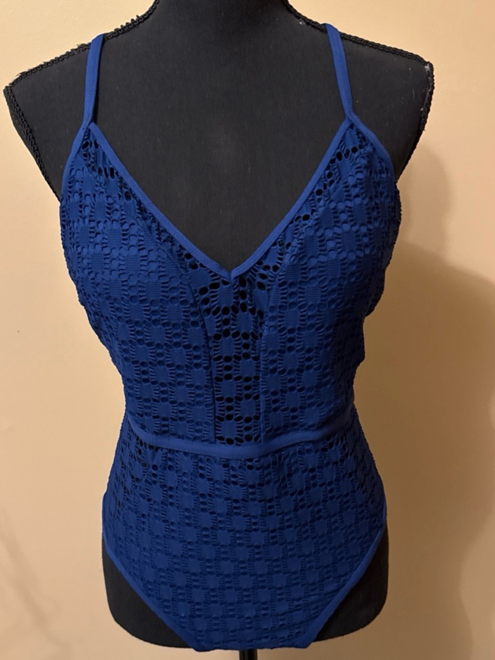 Blue Crochet One-Piece Swimsuit